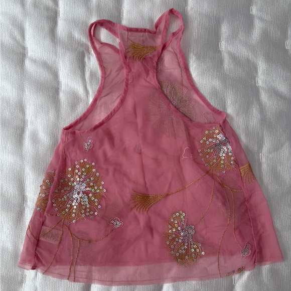 Free people pink mesh sequins racerback top size extra smalll - Picture 2 of 4